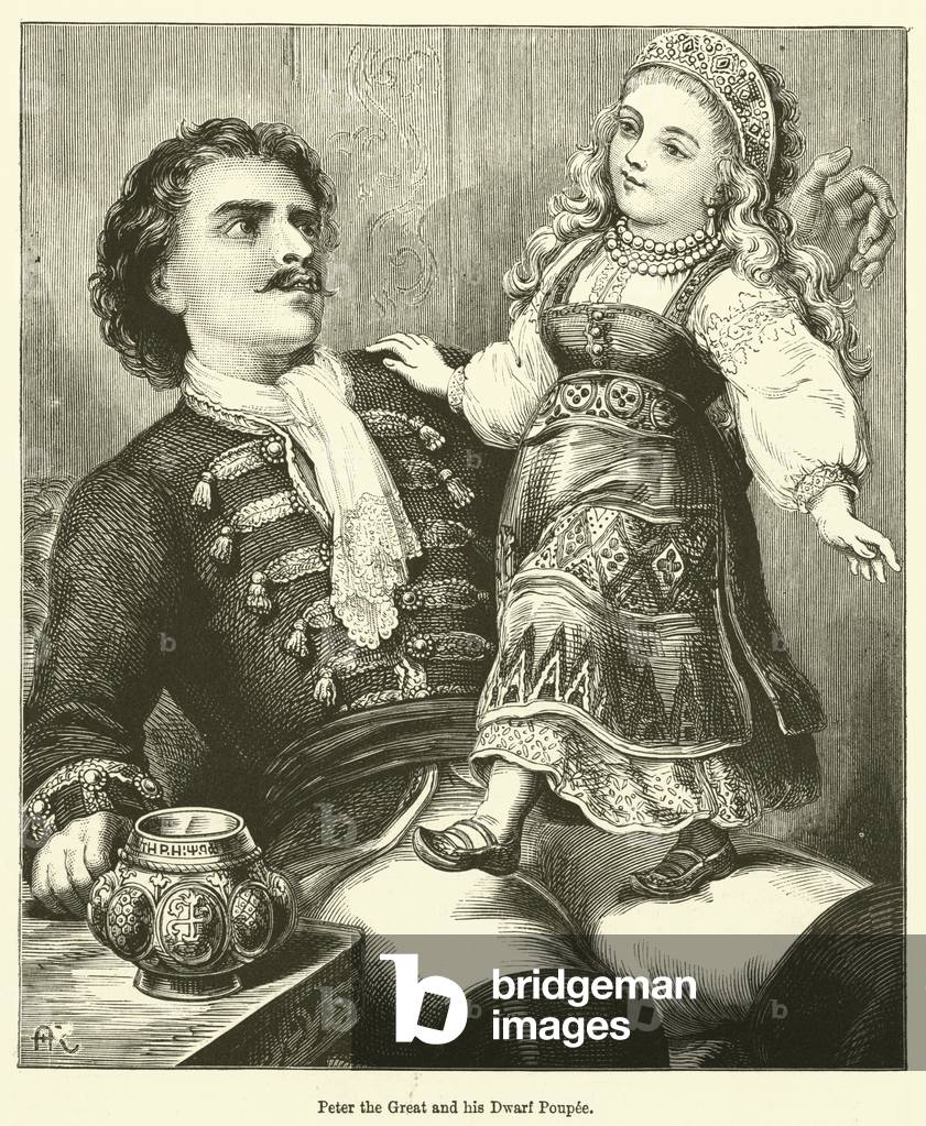 Peter the Great and his Dwarf Poupee (engraving)