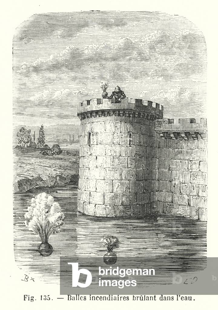 Balles incendiaires brulant dans l'eau (engraving)