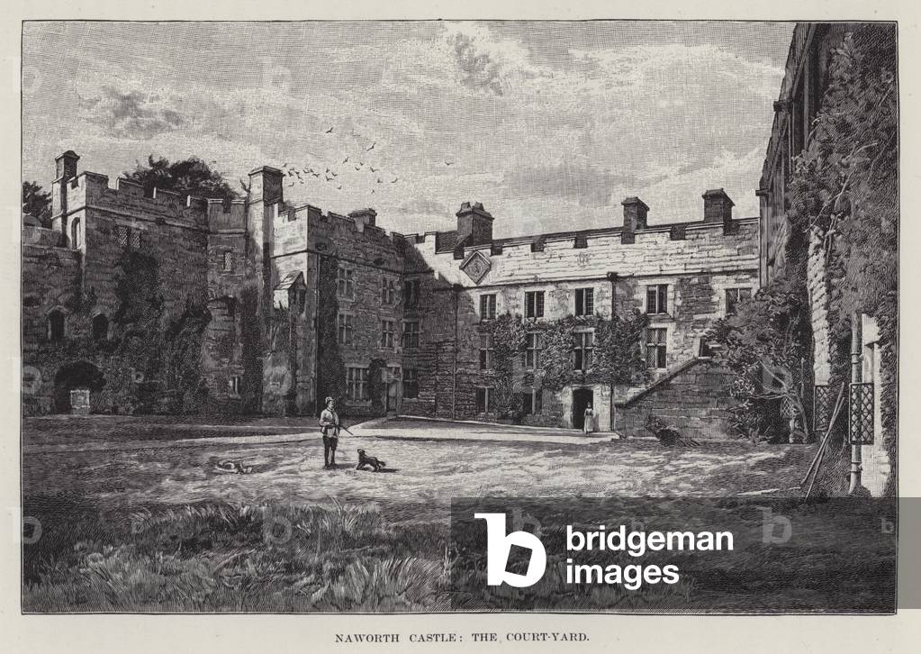 Naworth Castle, The Court-Yard (litho)