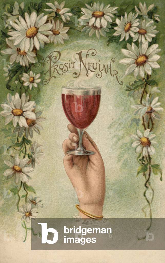 New Year Card, 1900s (colour litho)