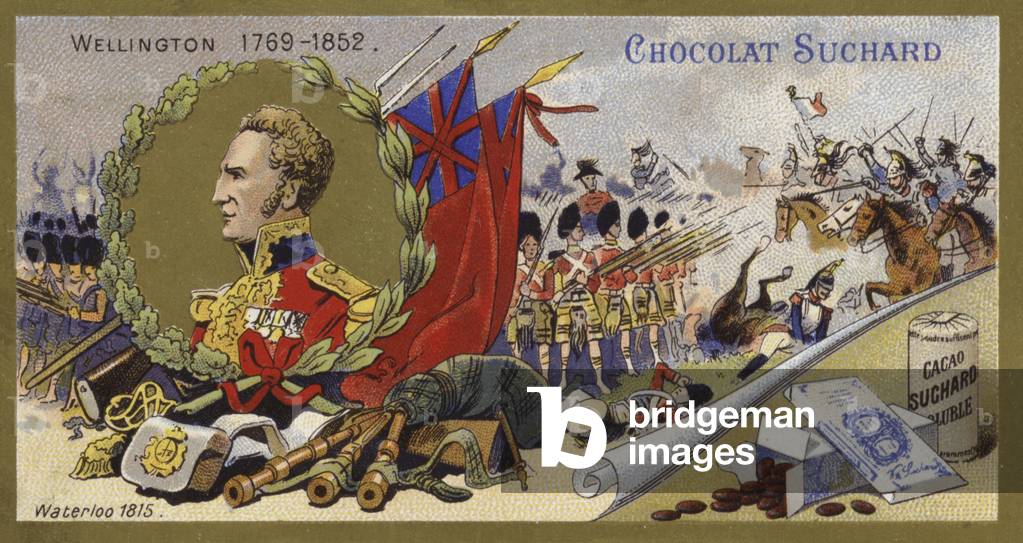 The Duke of Wellington and the Battle of Waterloo, 1815 (chromolitho)