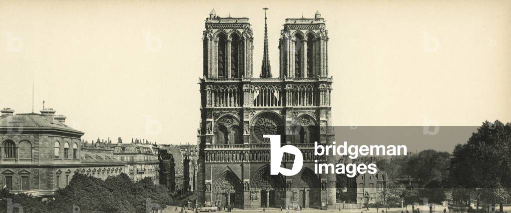 Paris, Notre-Dame, Notre-Dame Church (b/w photo)