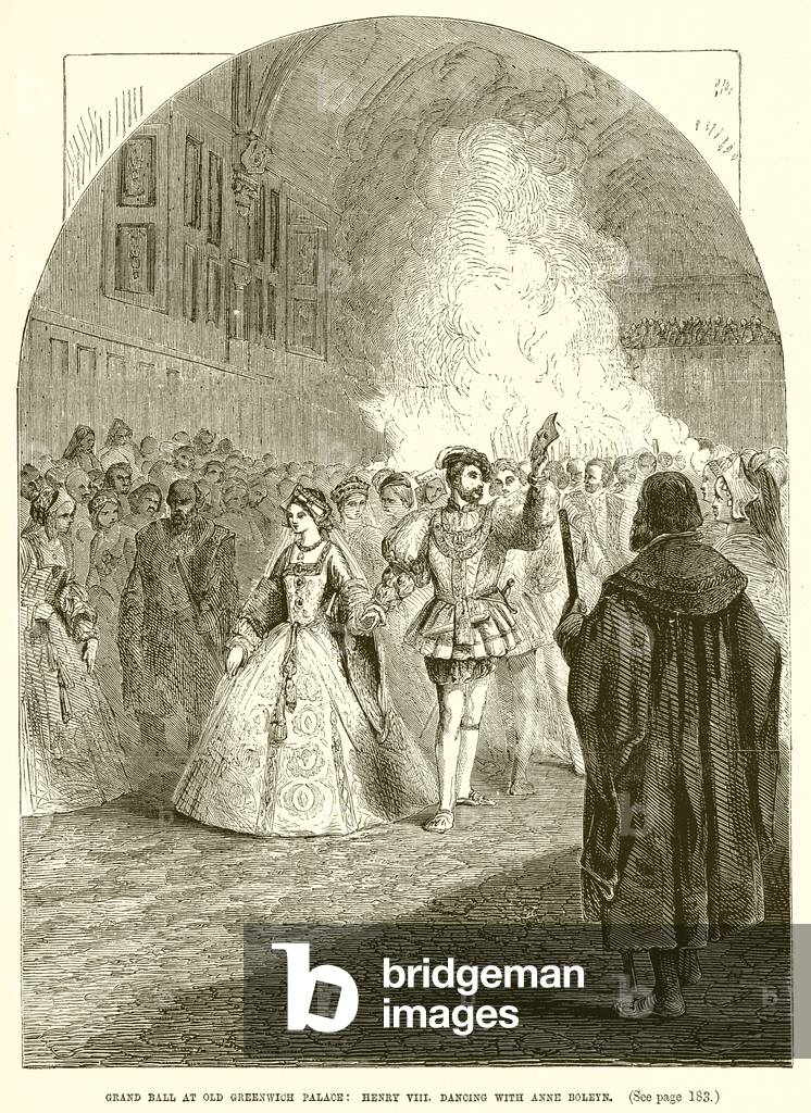 Grand Ball at Old Greenwich Palace: Henry VIII. dancing with Anne Boleyn (engraving)