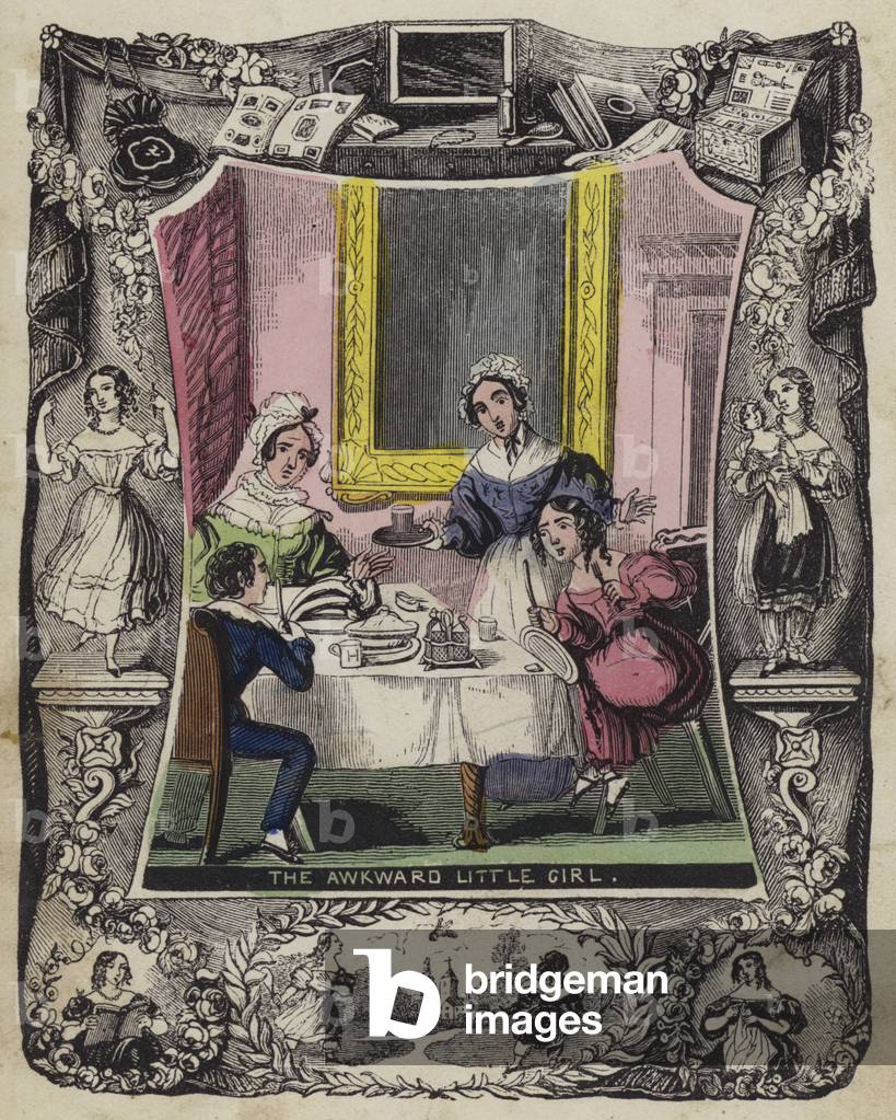 The Awkward Little Girl (coloured engraving)