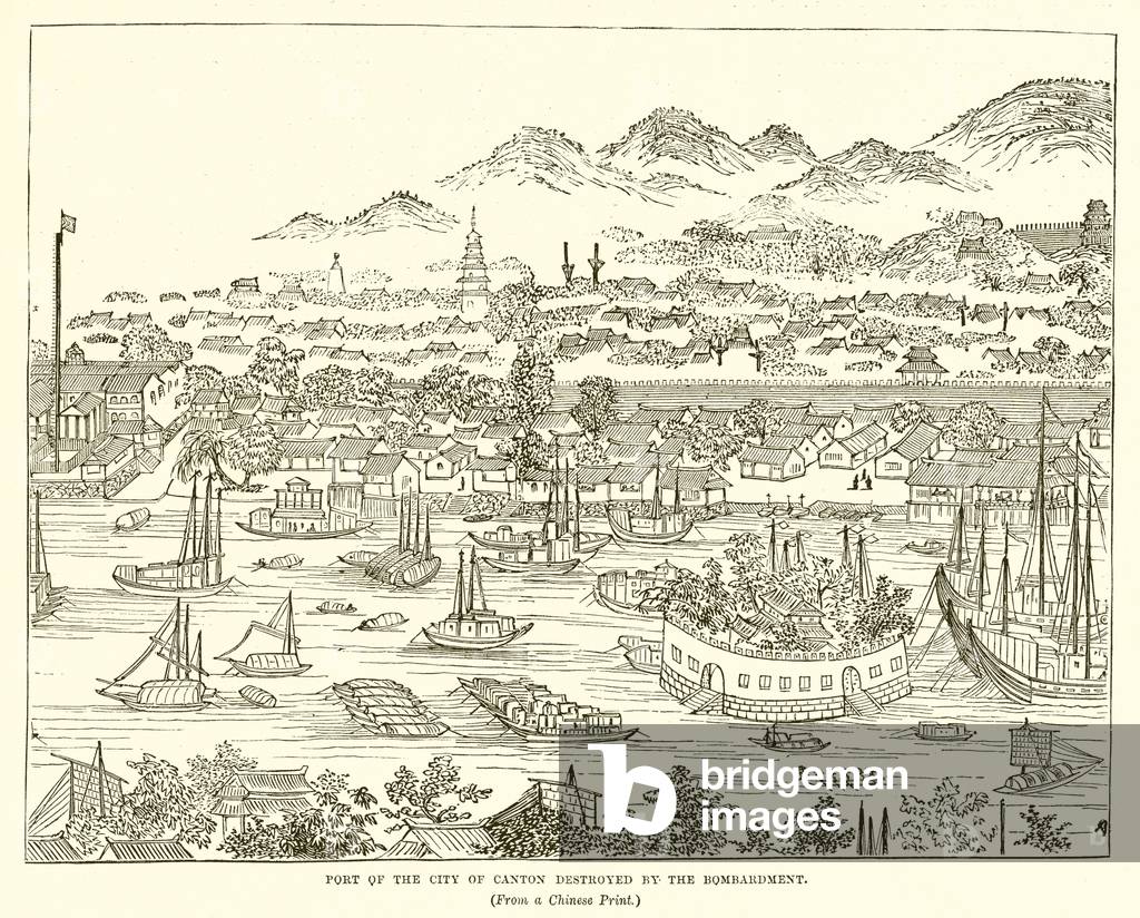 Port of the City of Canton destroyed by the Bombardment (engraving)
