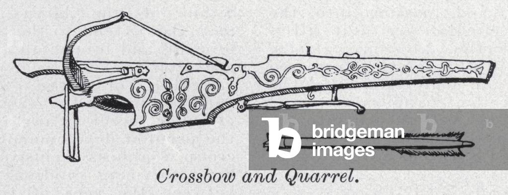 Crossbow and quarrel (litho)