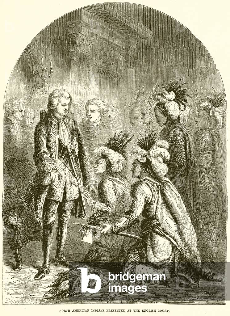 North American Indians presented at the English Court (engraving)