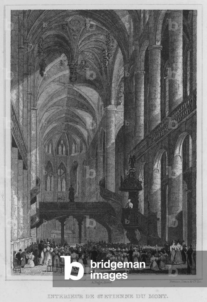 Paris, Interieur De St Etienne Du Mont (engraving)