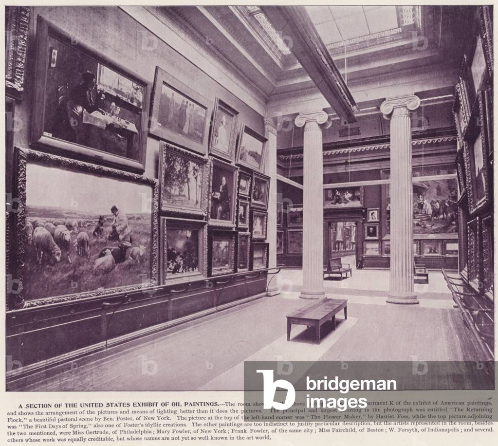 Chicago World's Fair, 1893: A Section of United States Exhibit of Oil Paintings (b/w photo)