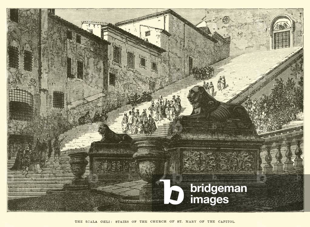 The Scala Coeli, stairs of the Church of St Mary of the Capitol (engraving)
