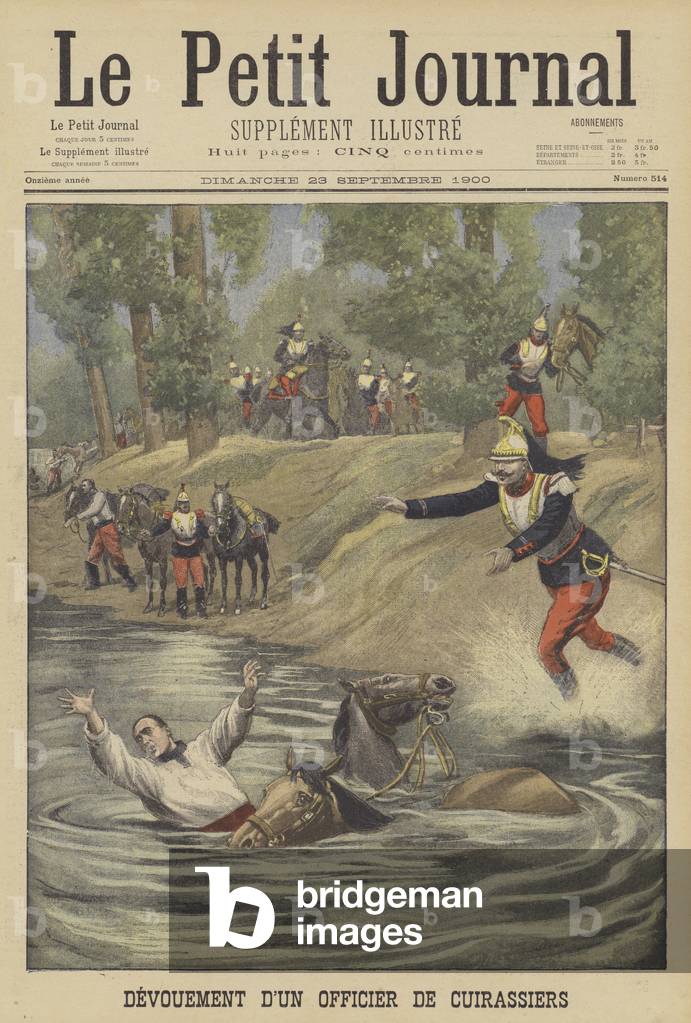 Devotion to duty of a French officer of cuirassiers (colour litho)