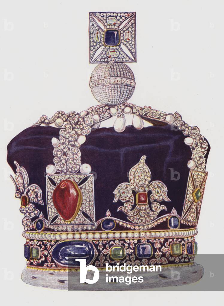 The State Crown, Queen Victoria's Crown (colour litho)