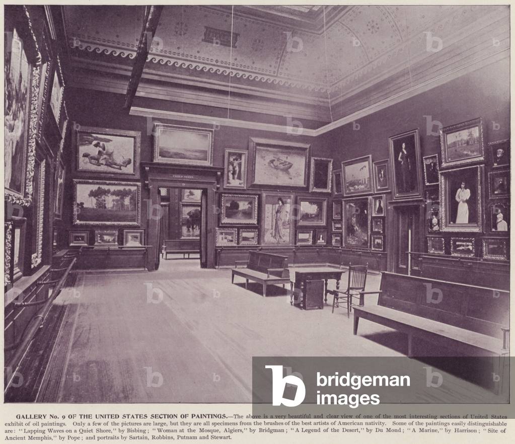 Chicago World's Fair, 1893: Gallery No 9 of the United States Section of Paintings (b/w photo)