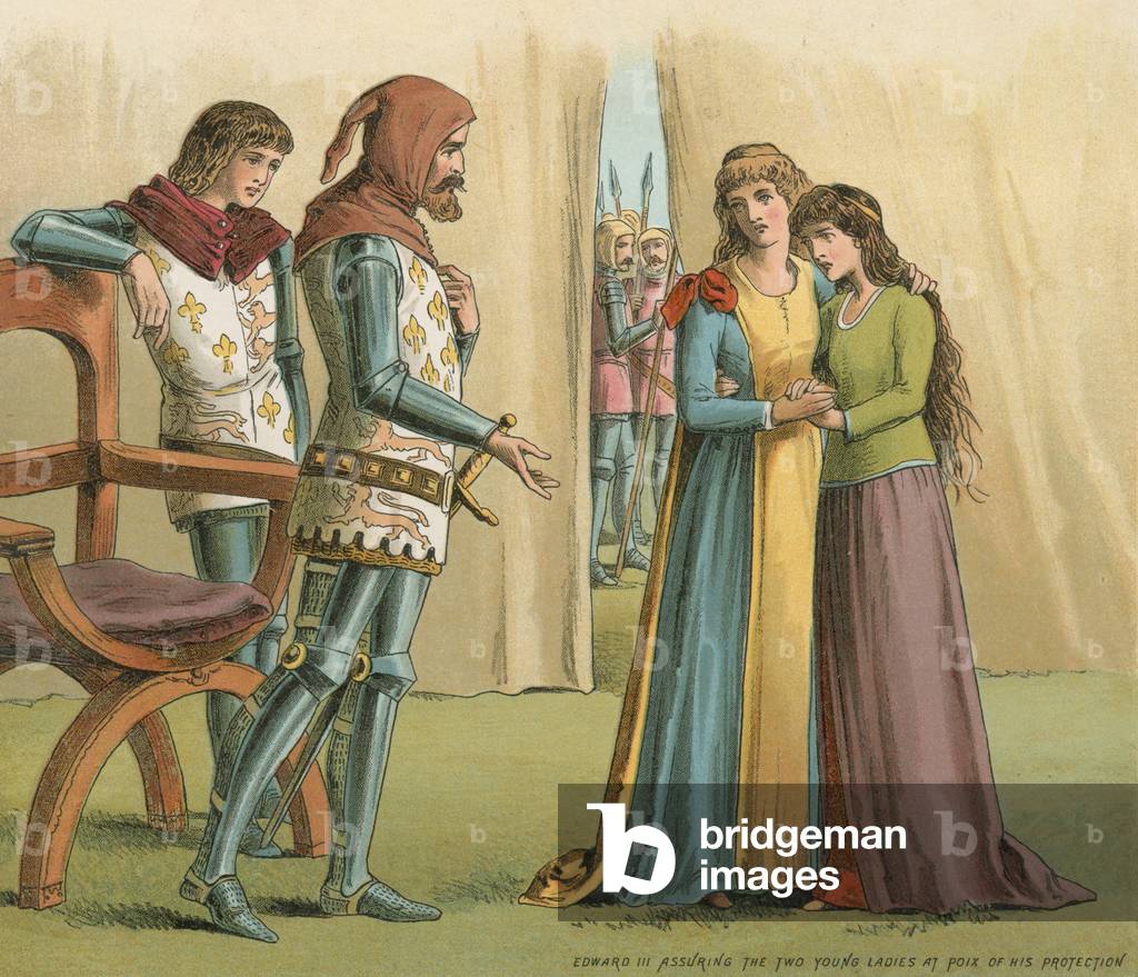 Edward III assuring the two young ladies at Poix of his protection