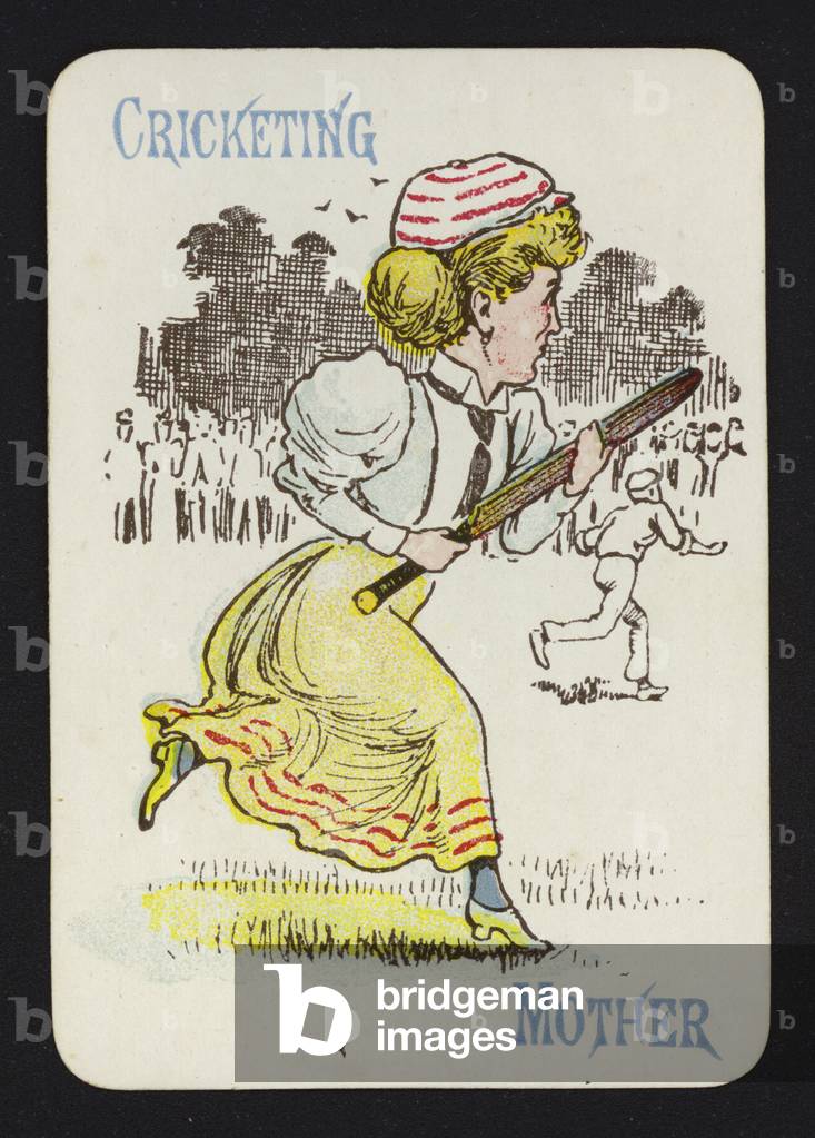 Playing card: Cricketing, Mother (colour litho)