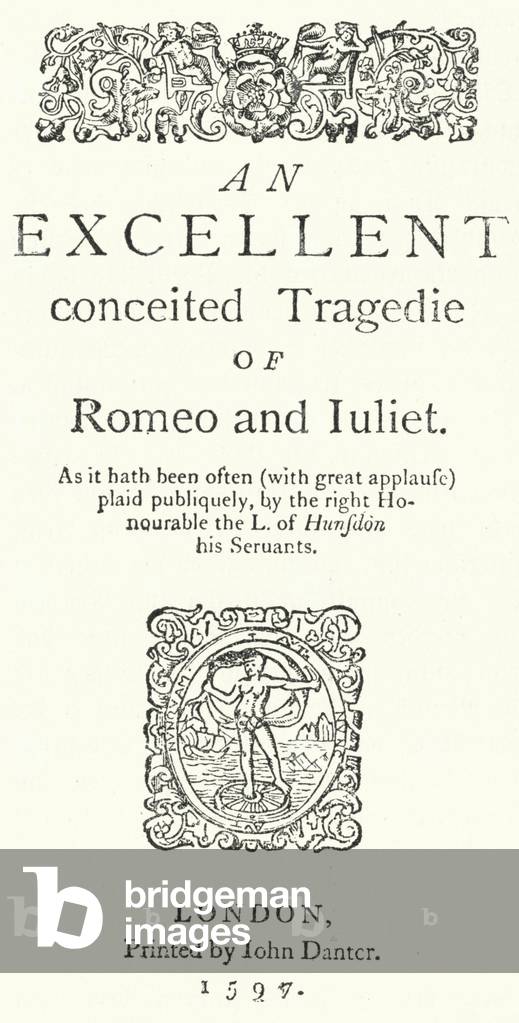 Title page of the first quarto edition of Shakespeare's Romeo and Juliet (engraving)