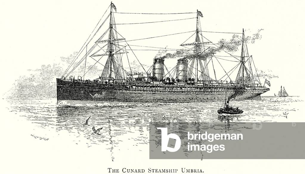 The Cunard Steamship Umbria, 1891 (litho)