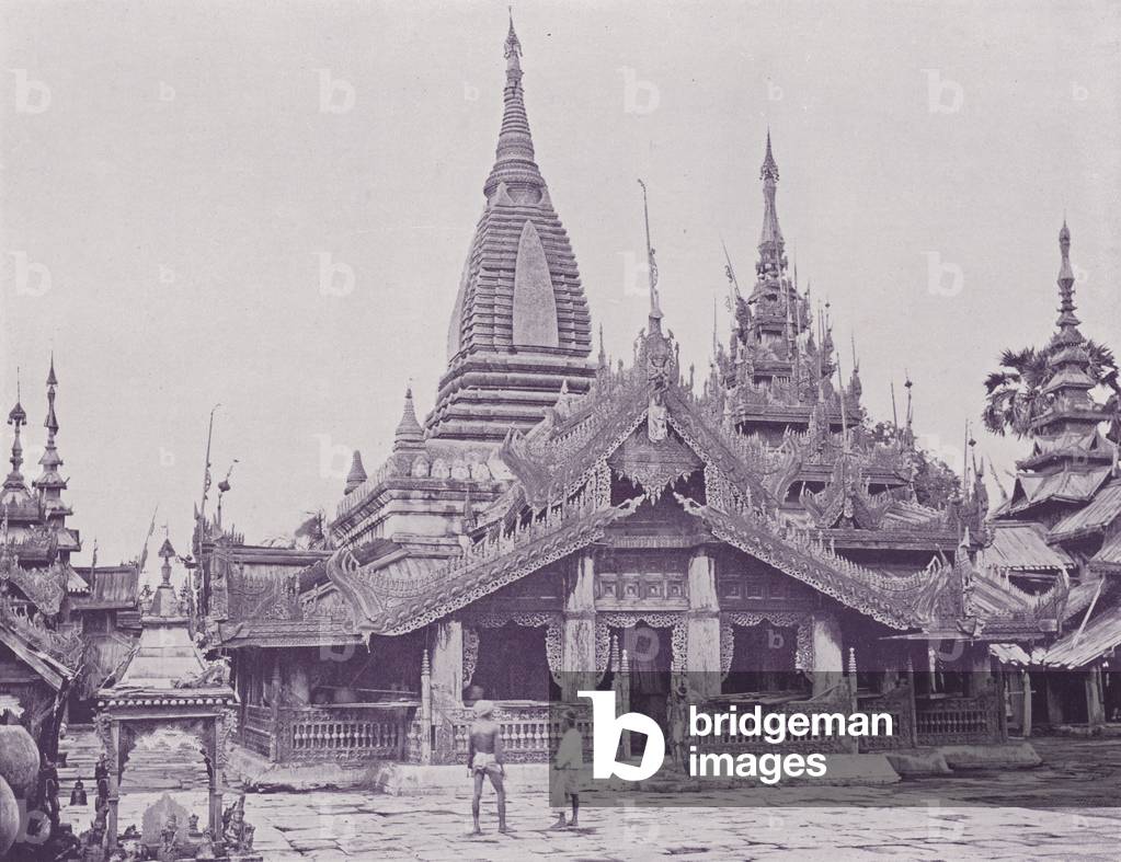 Khawn or Canopy in front of Pagoda, Pagan (b/w photo)
