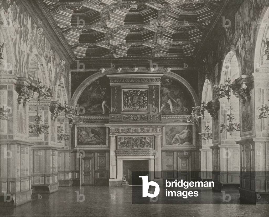 Salle des Fetes, Palace of Fontainebleau (b/w photo)