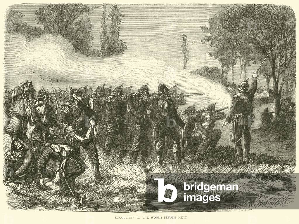 Encounter in the woods before Metz, October 1870 (engraving)