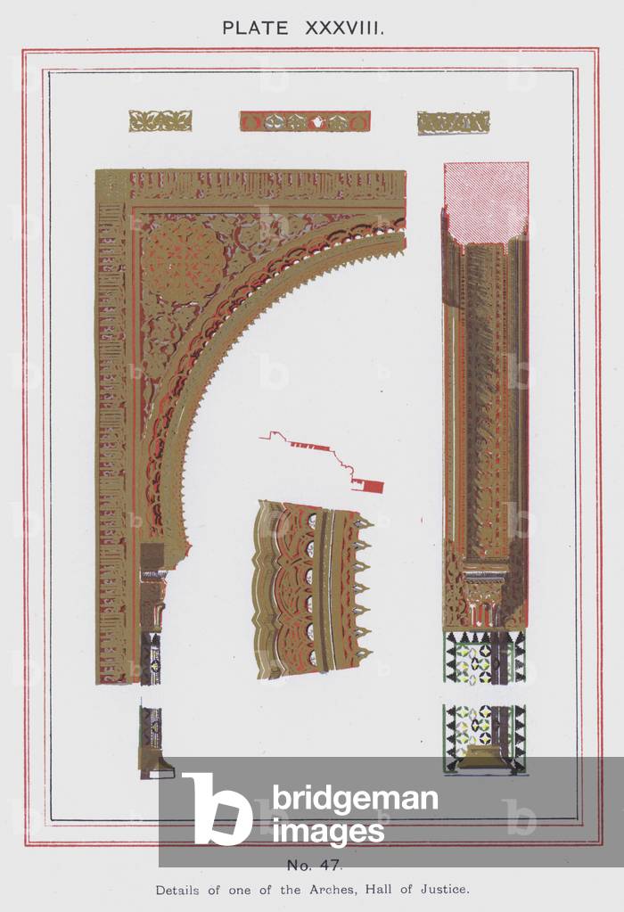 Details of one of the Arches, Hall of Justice (colour litho)