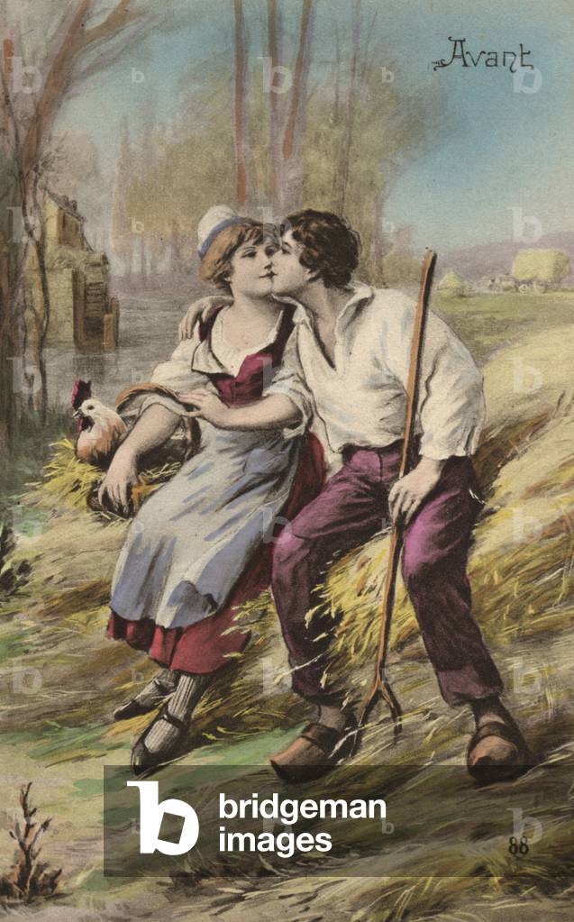 Shepherd and shepherdess (colour litho)