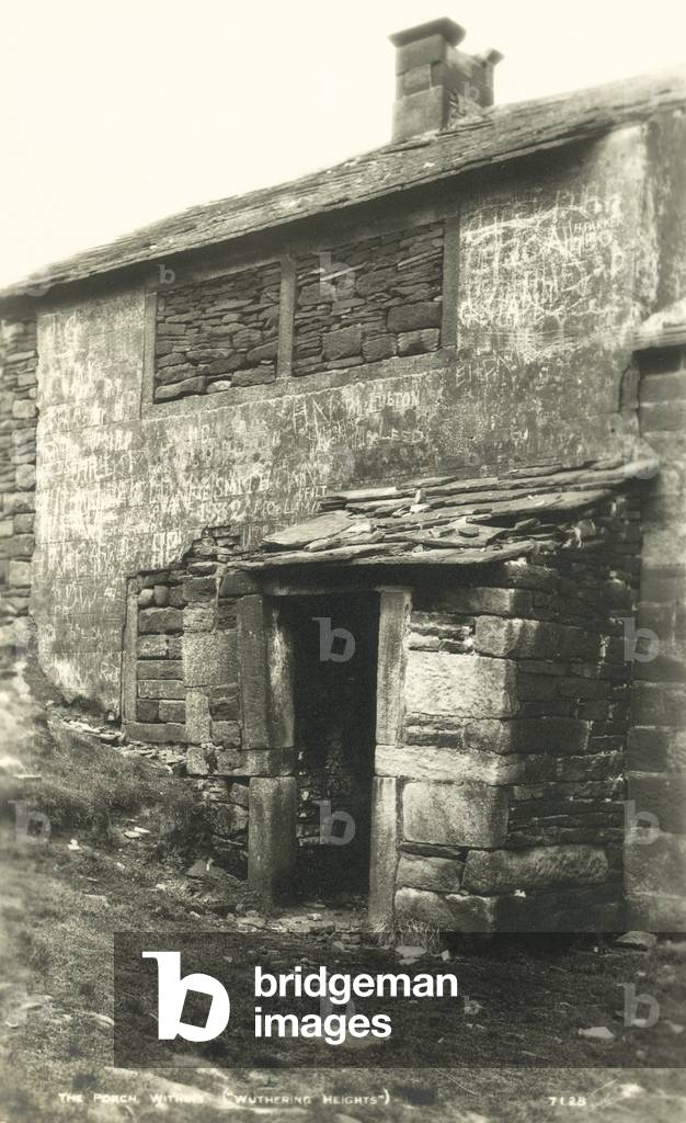 The porch, 'Wuthering Heights', Top Withens, Haworth, Yorkshire (b/w photo)