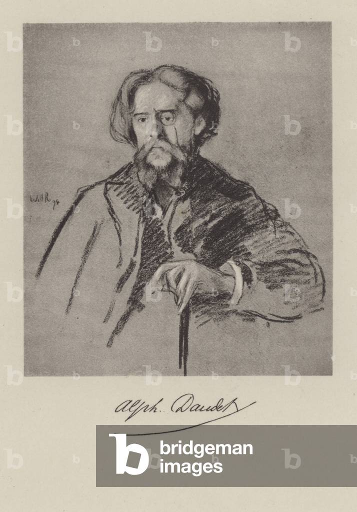 Alphonse Daudet, French novelist (litho)
