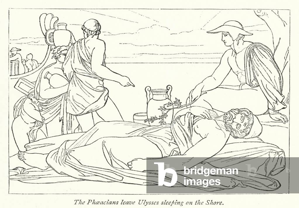 The Phaeacians leave Ulysses sleeping on the Shore (litho)