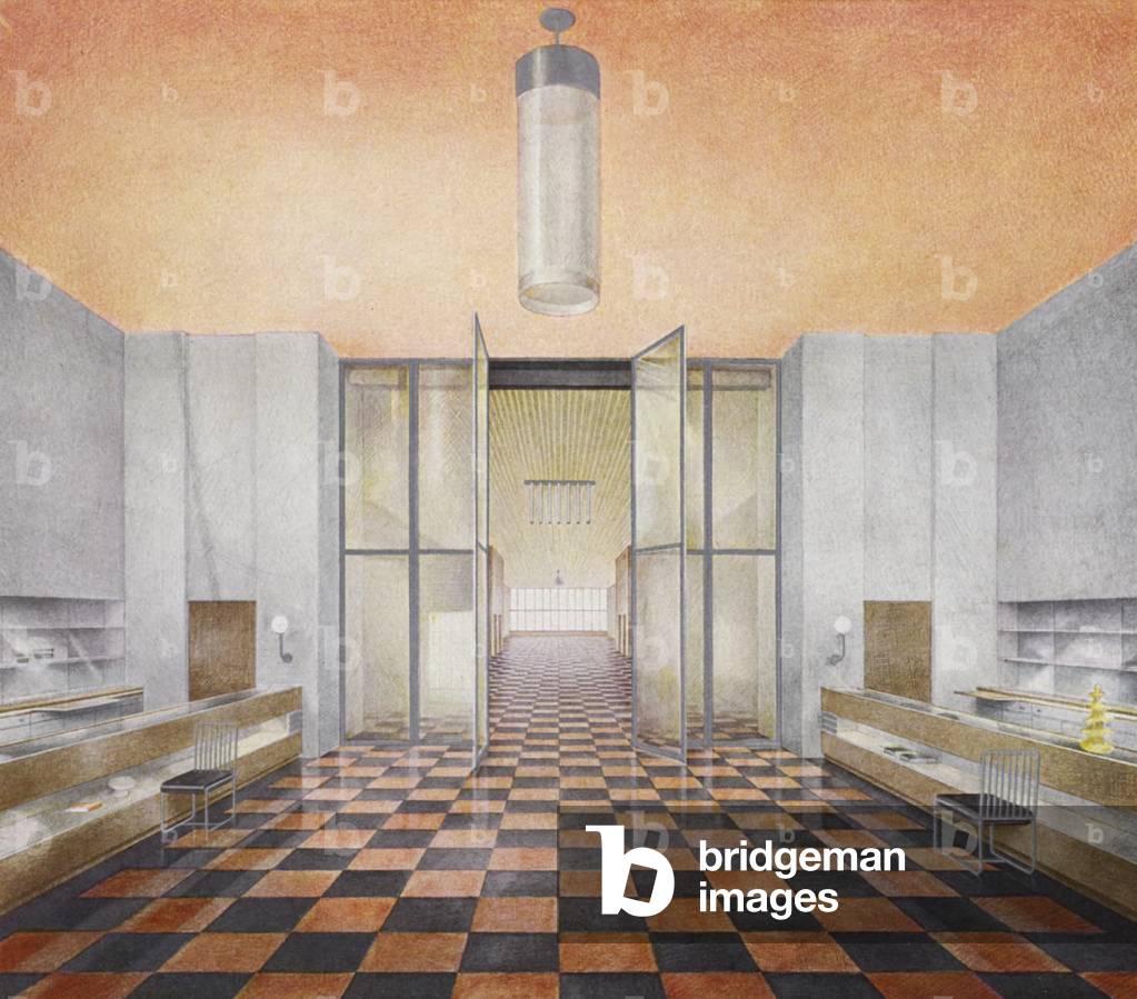 1930s interiors: Confectioner's shop and cafe (colour litho)