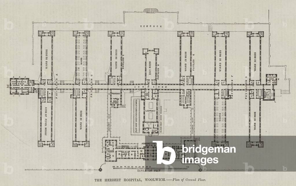 The Herbert Hospital, Woolwich, Plan of Ground Floor (engraving)