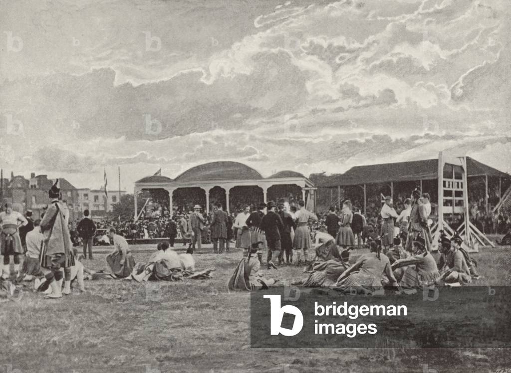 The Scottish Gathering at Stamford Bridge (1895) (b/w photo)
