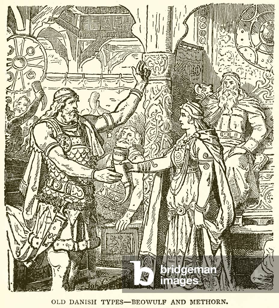 Old Denish Types--Beowulf and Methorn (engraving)