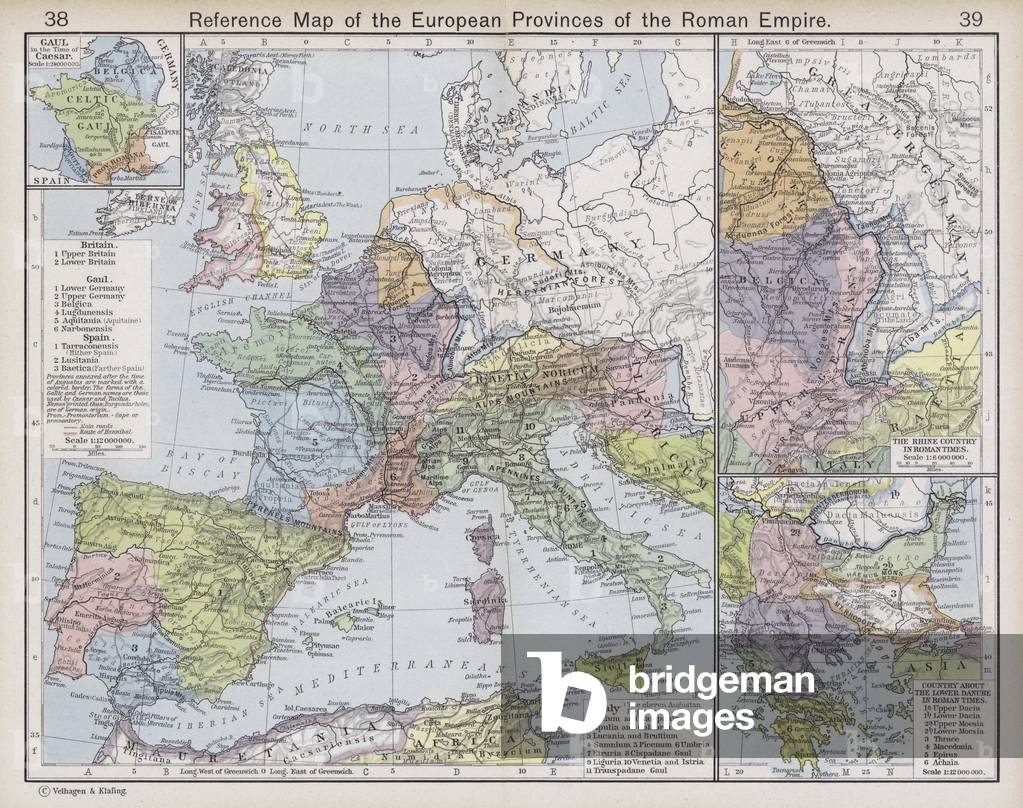 Reference Map of the European Provinces of the Roman Empire (colour litho)