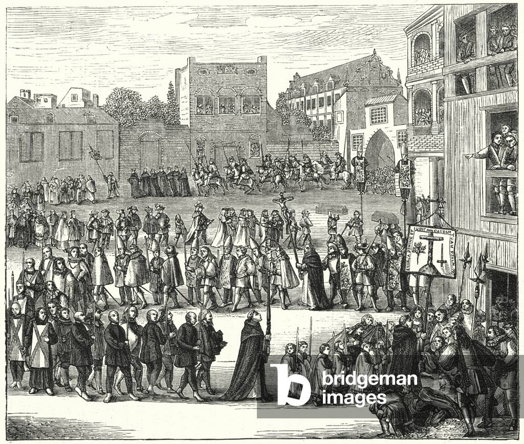 Procession to an auto-da-fe, 16th Century (engraving)