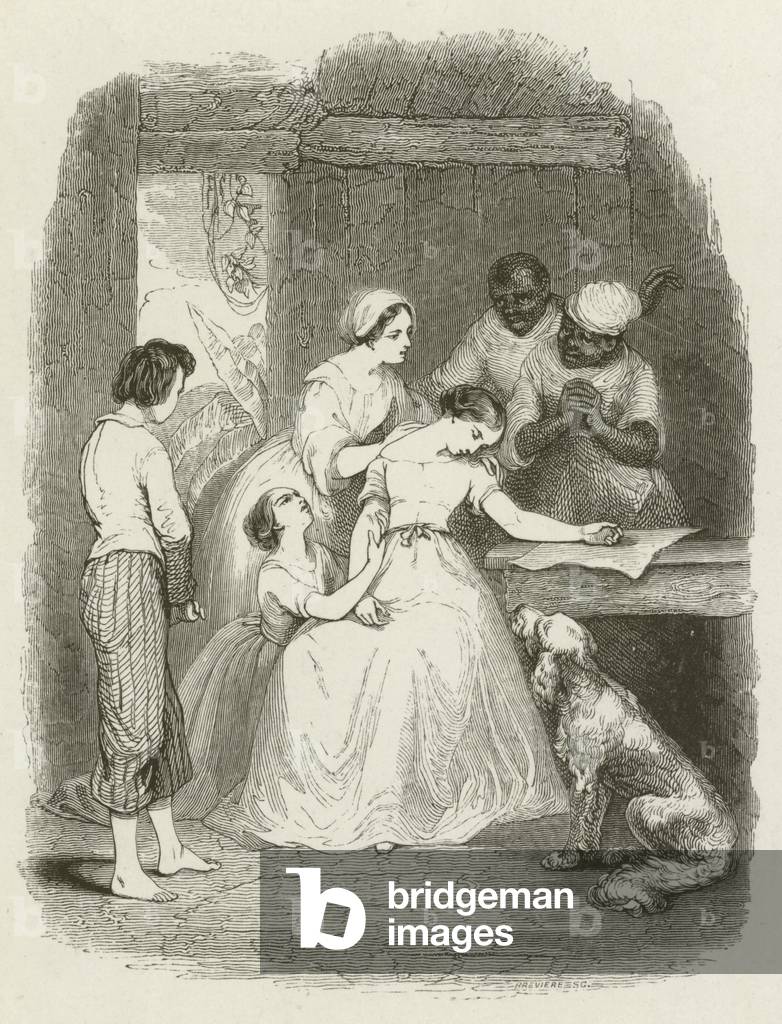 The reading of the Aunt's letter (engraving)