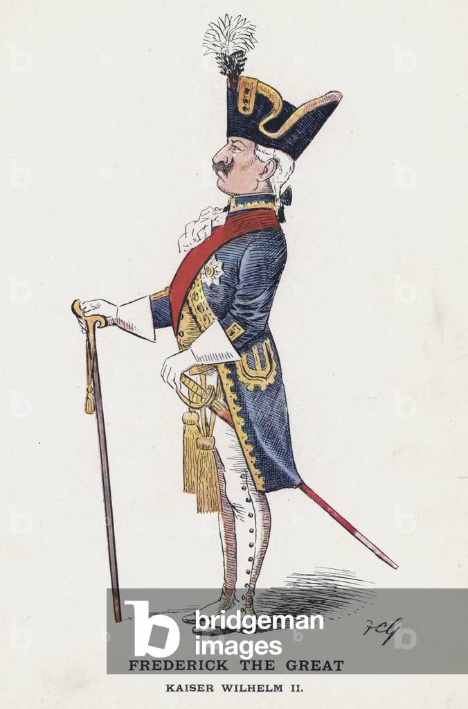Frederick The Great, Kaiser Wilhelm II (colour litho)