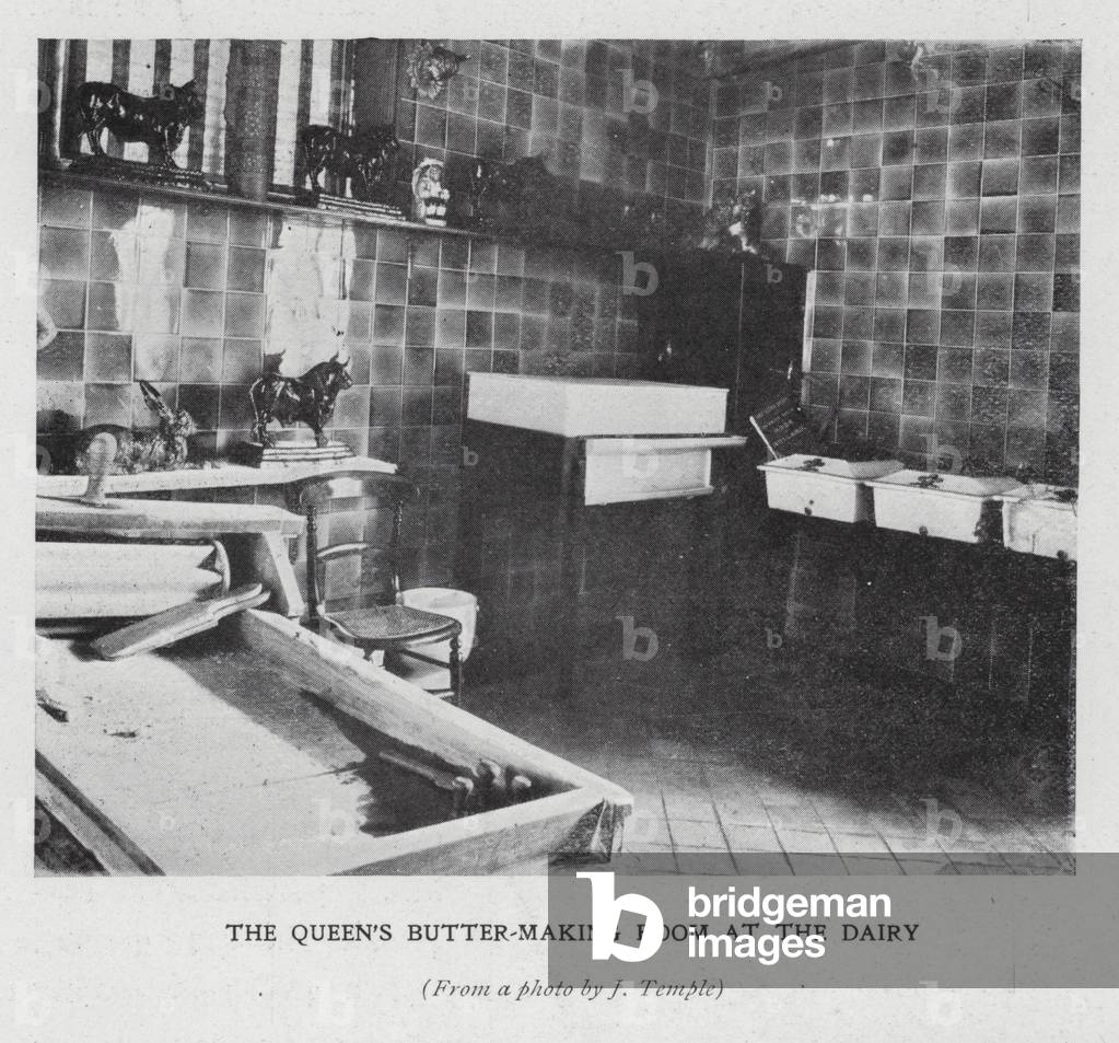 Queen Alexandra's butter making room at the dairy (b/w photo)