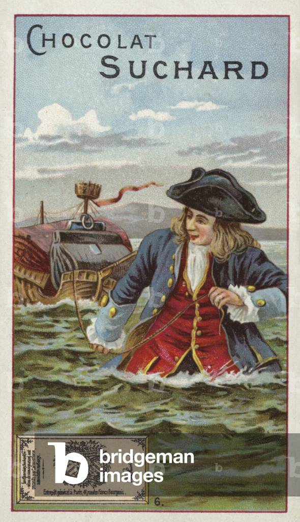 Gulliver towing a ship (chromolitho)