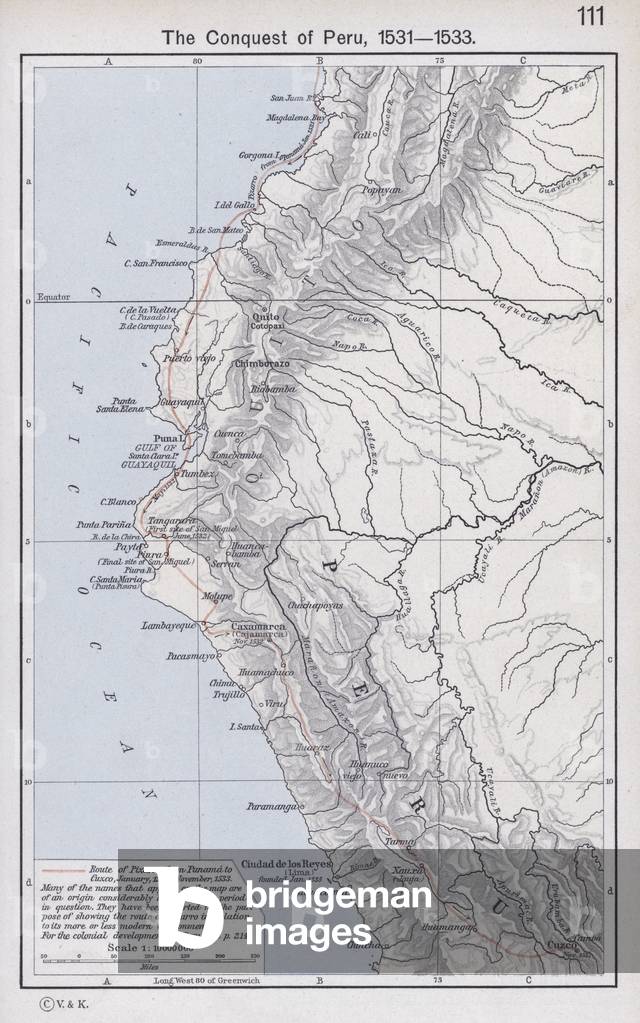 The Conquest of Peru, 1531-1533 (colour litho)