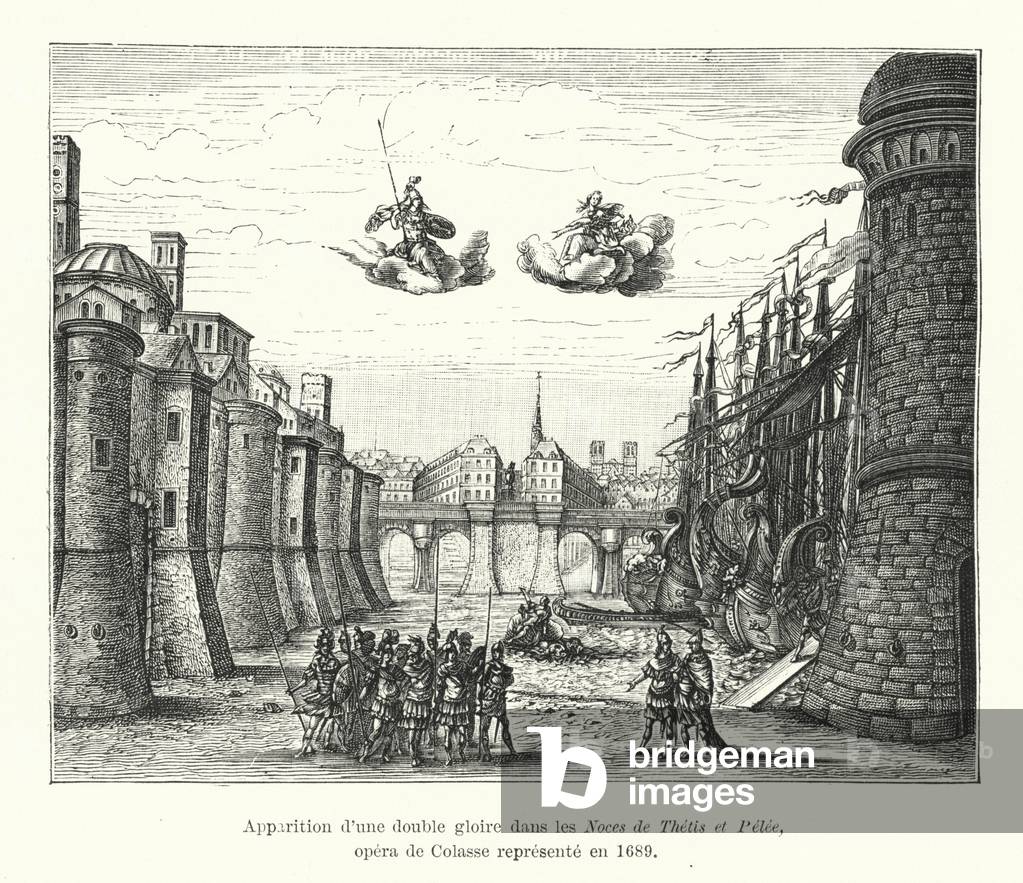 Apparition d'une double glorie dans les Noces de Thetis et Pelee, opera de Colasse represente en 1689 (engraving)