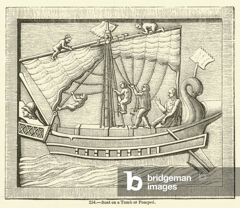 Boat on a Tomb at Pompeii (engraving)