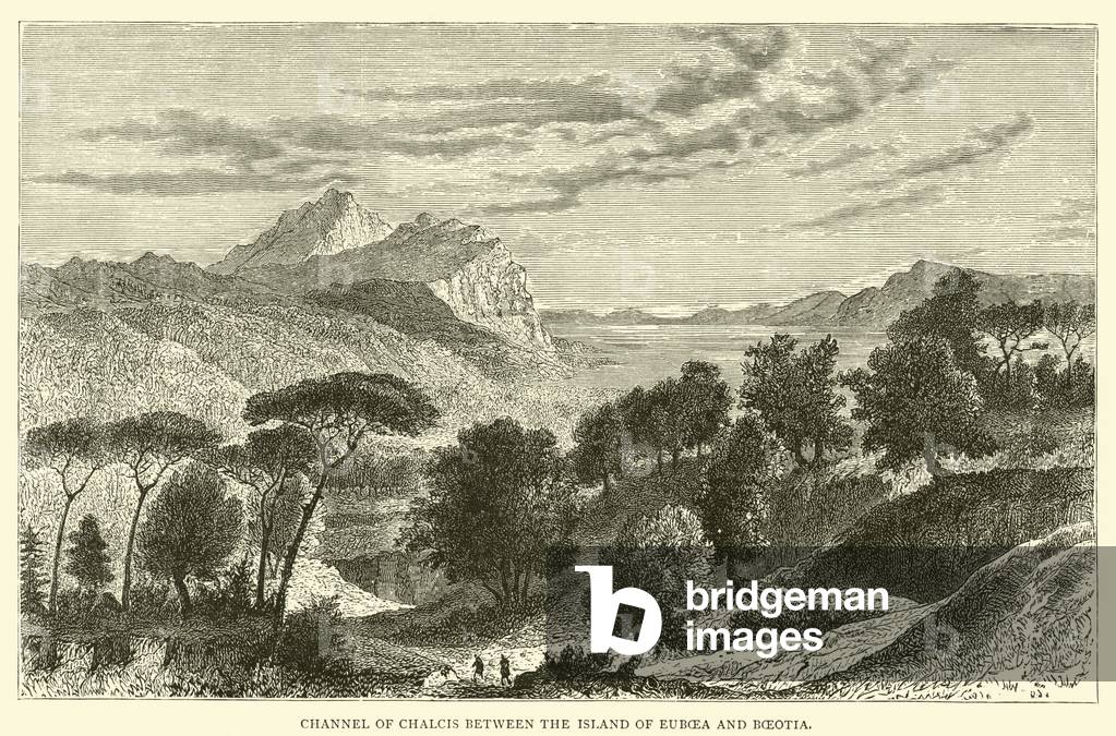 Channel of Chalcis between the Island of Euboea and Boeotia (engraving)