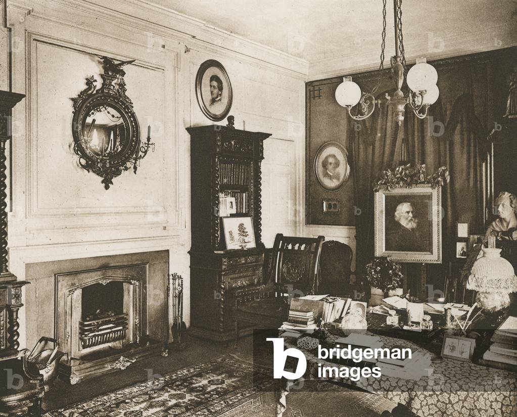 Longfellow's study (b/w photo)