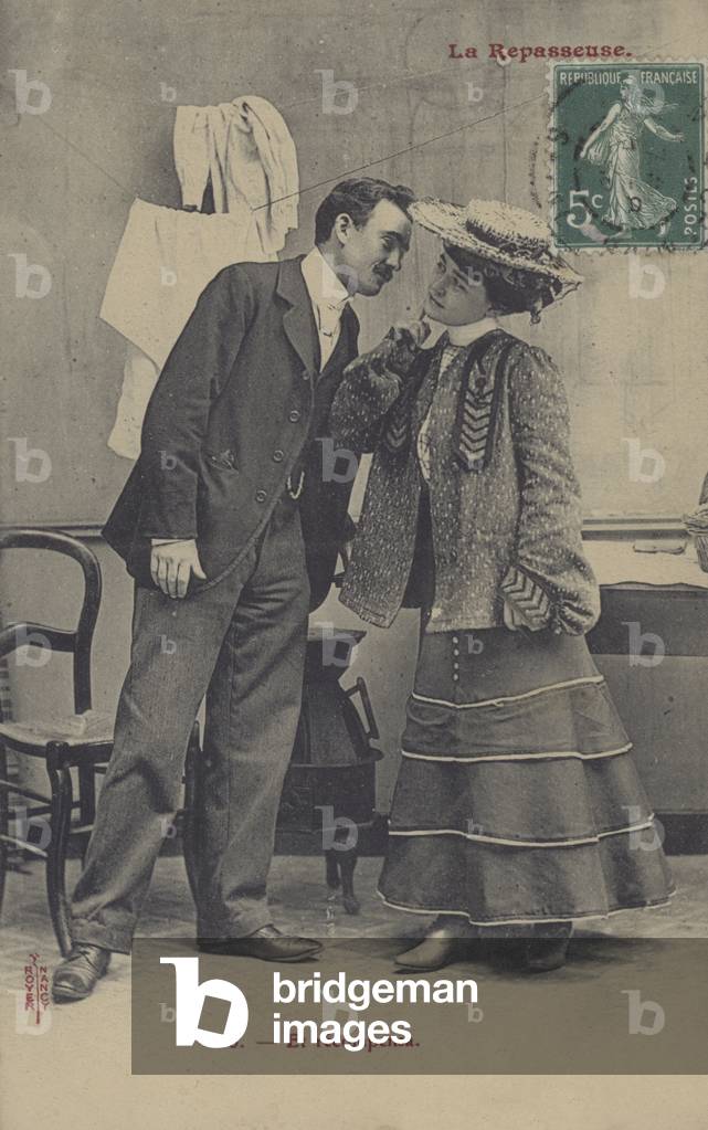 Ironing girl (b/w photo)