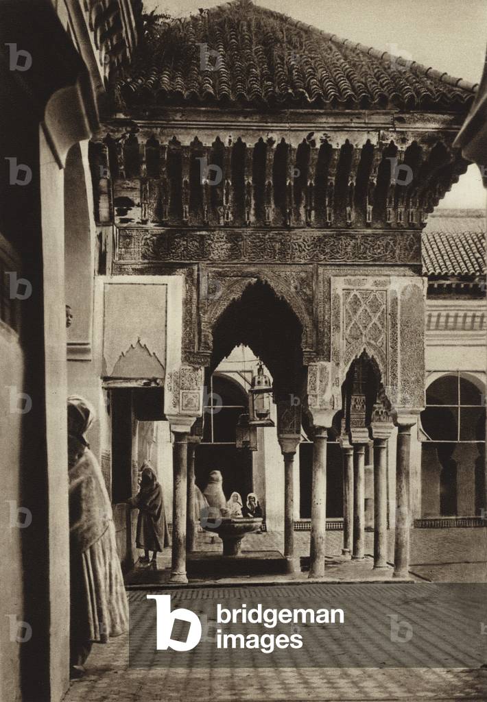 Fez, Pavilion in the University, Karauin Mosque (b/w photo)