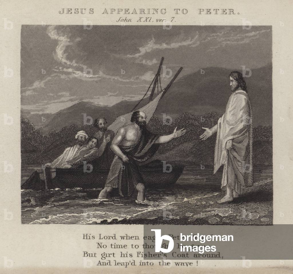 Jesus appearing to Peter, John XXI, ver 7 (engraving)