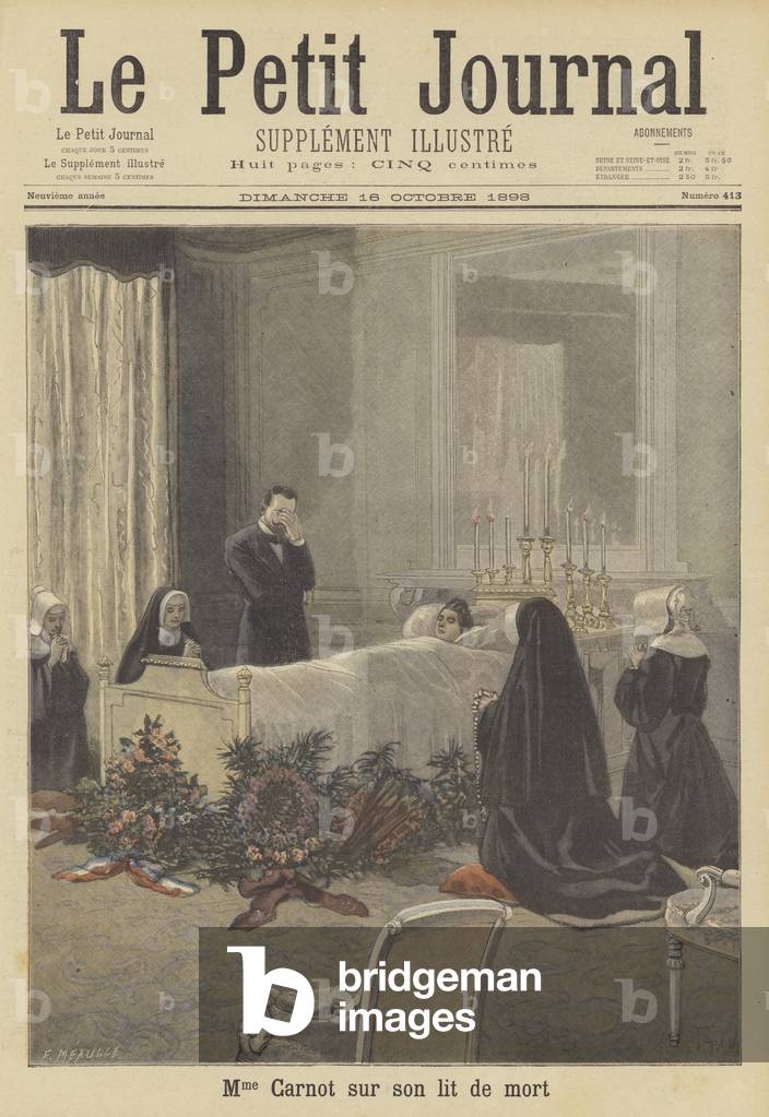 Madame Carnot on her deathbed (colour litho)