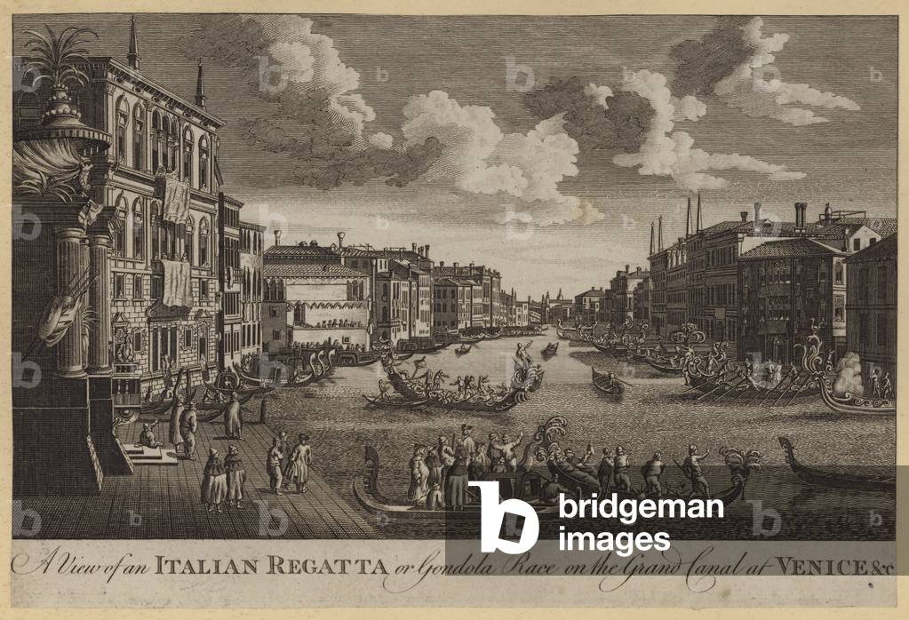 A View of an Italian Regatta or Gondola Race on the Grand Canal at Venice, etc (engraving)