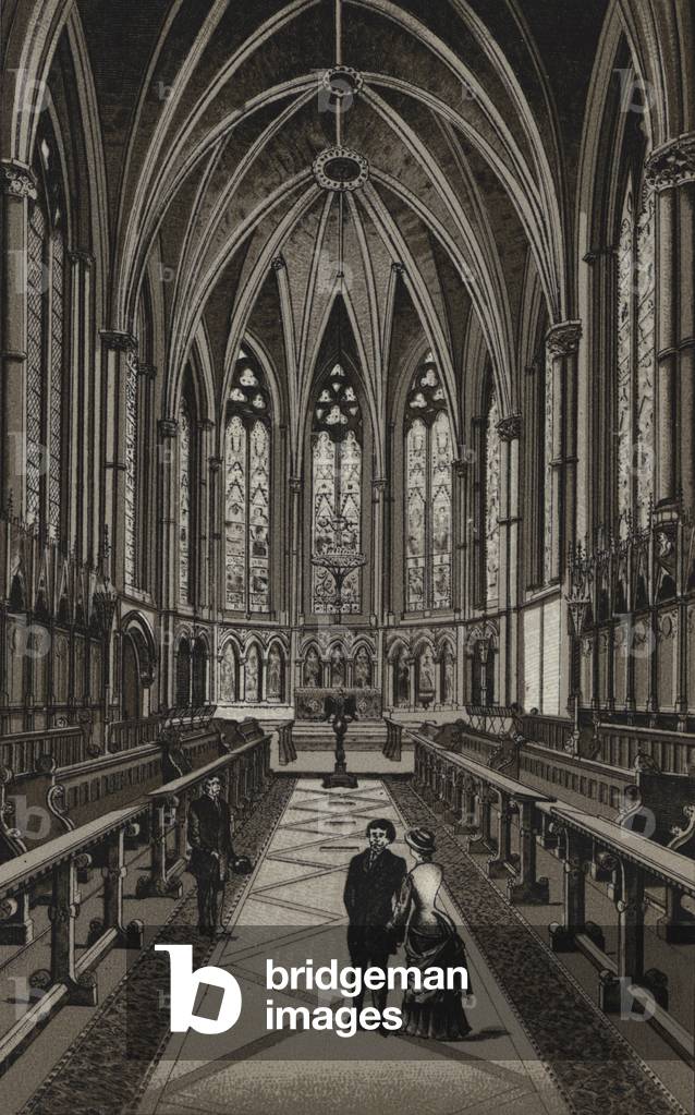 Interior of Exeter College Chapel, Oxford (litho)